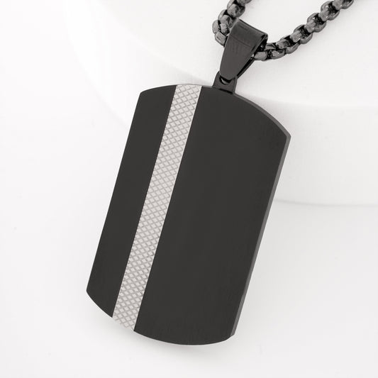 Twist Stripe Rectangular Pendant – Engravable Back