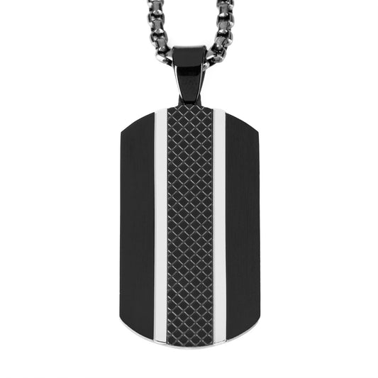 Twist Double Stripe Rectangular Pendant – Engravable Back